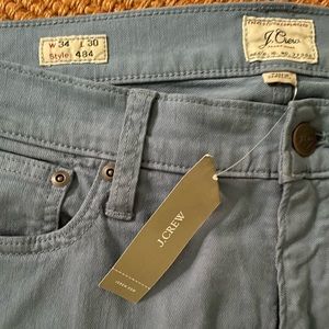 J Crew 34x30 Jeans - 484 Slim, Sea Blue, Garment-Dyed